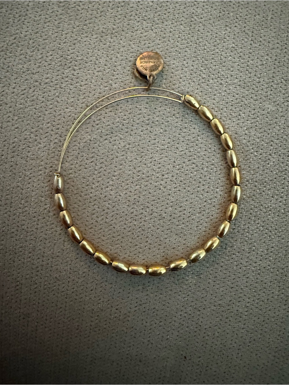 Alex and Ani Gold-Tone Wire Bangle with Turquoise-Patina Charms - Picture 2 of 2